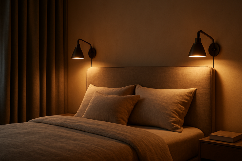 Illuminazione stratificata con applique in una camera da letto