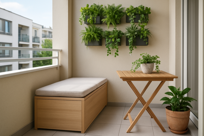 Esempio di come arredare un terrazzo piccolo con mobili salvaspazio