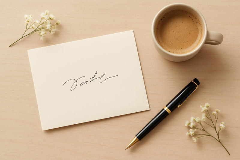 Biglietto elegante per auguri di pensionamento su una scrivania