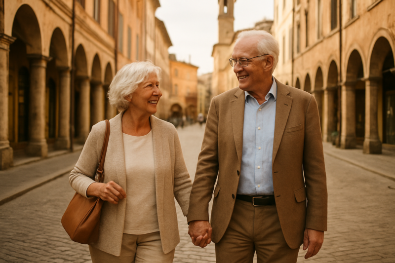 Pensionati passeggiano durante il loro tempo libero