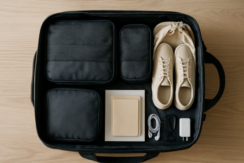 Come organizzare un borsone da viaggio con sacche e accessori