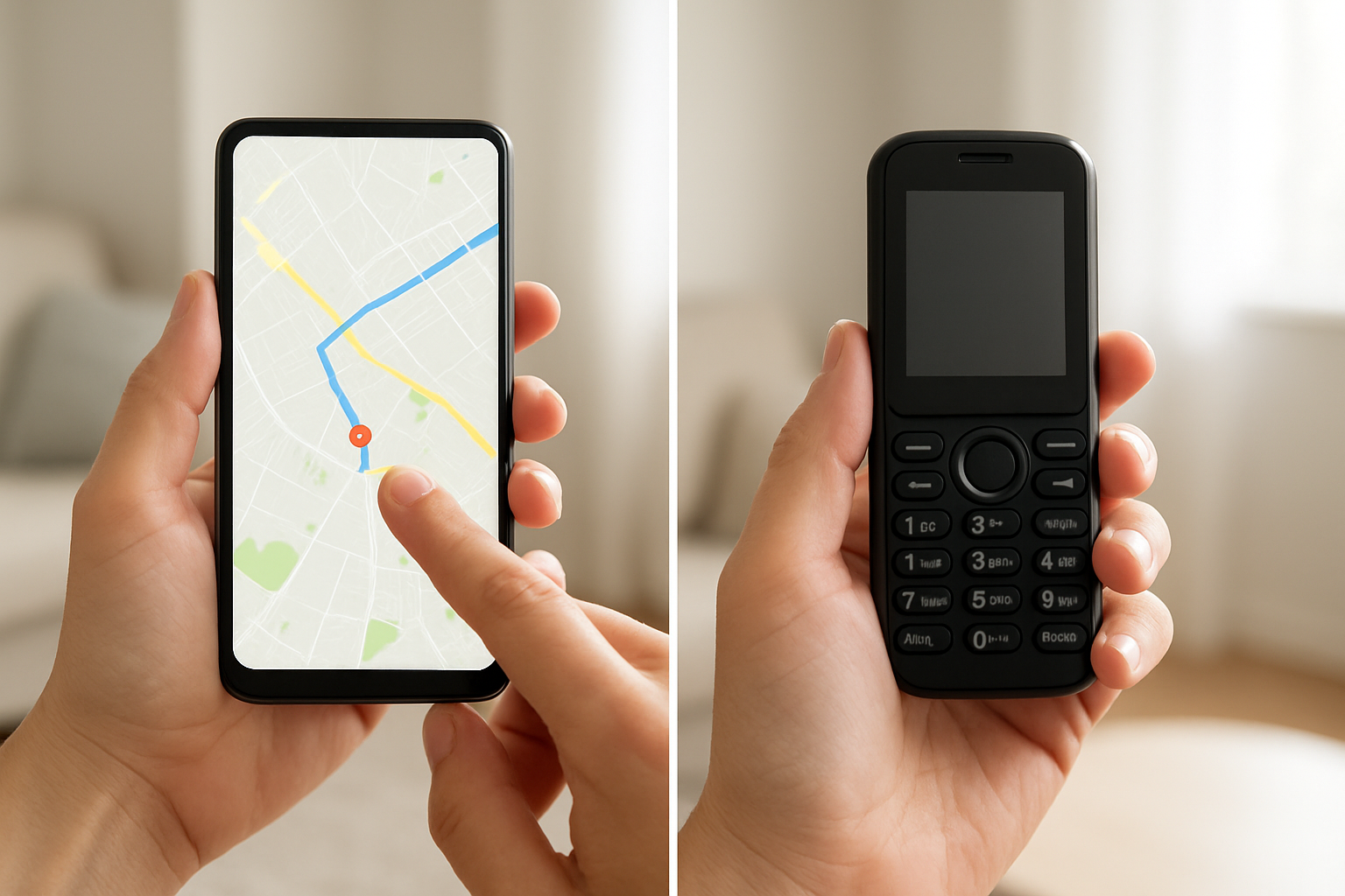 Uso di smartphone e cellulare tradizionale a confronto