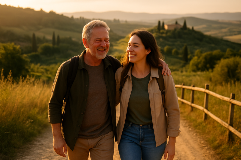 Padre e figlia condividono un’esperienza all’aria aperta