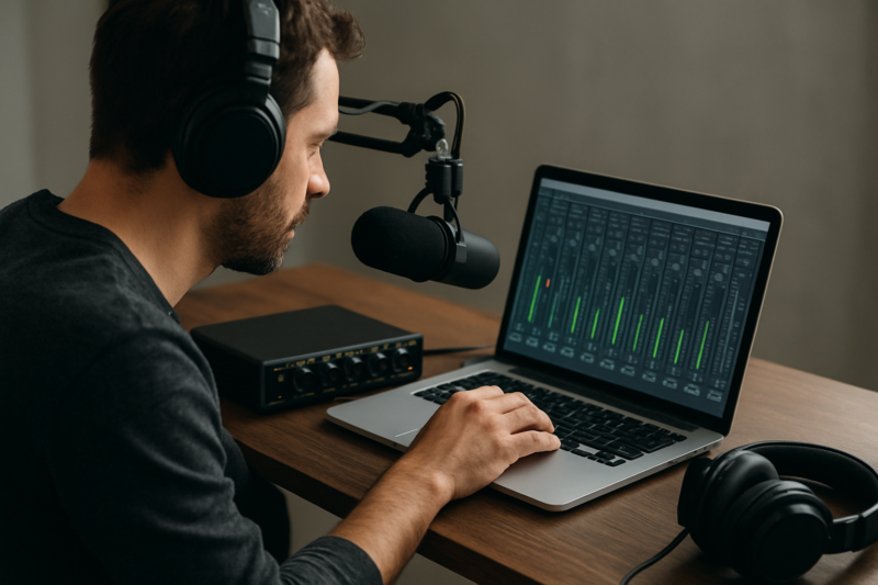 Regolazione di una console audio software per podcast e streaming