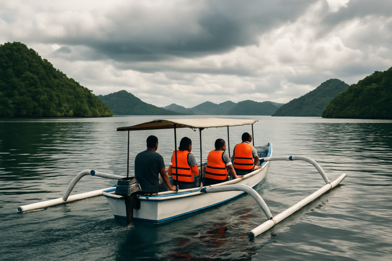 Barca tra le isole indonesiane durante un’escursione organizzata