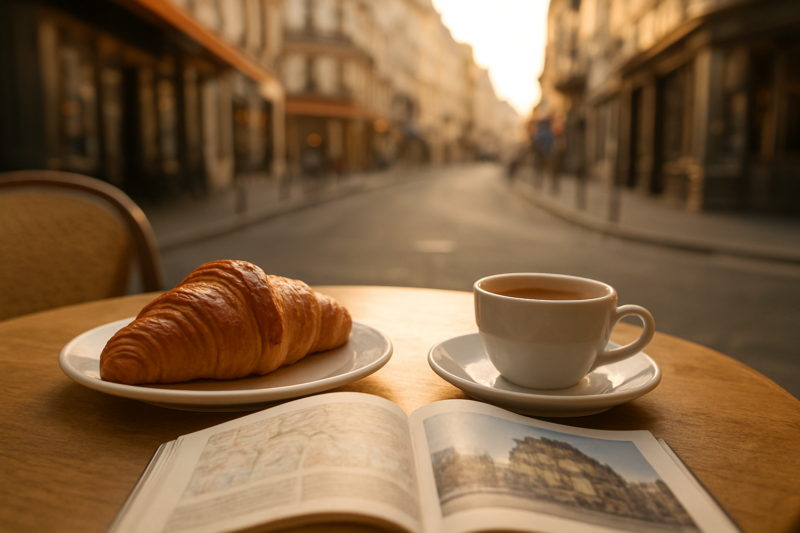 Colazione in un bistrot durante un viaggio a Parigi