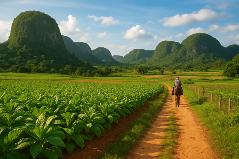 Paesaggio della valle di Viñales durante un viaggio in Cuba